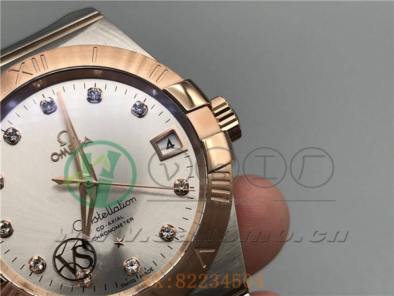 VS廠歐米茄星座38mm間玫白面鉆釘產(chǎn)品展示