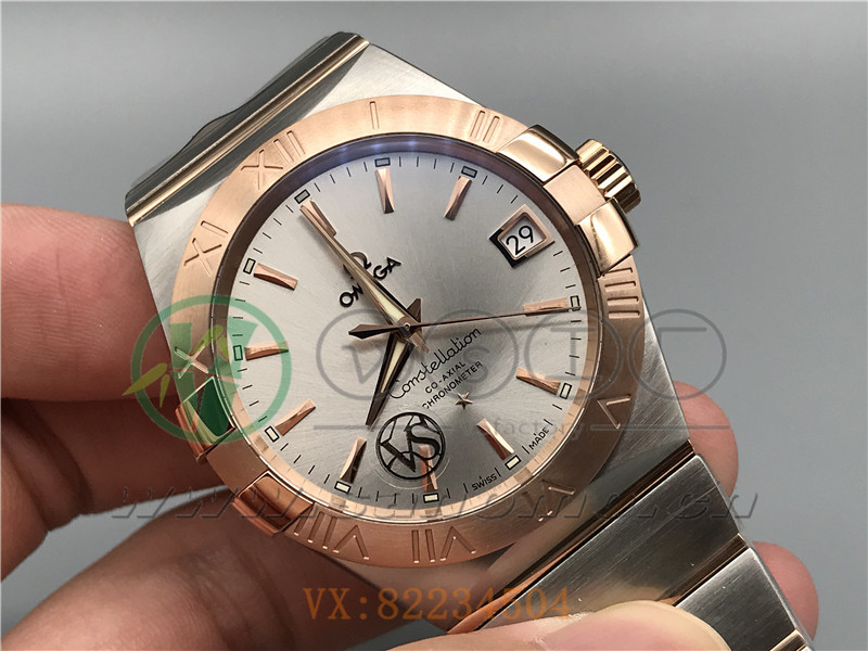 VS廠歐米茄星座38mm間玫白面條釘產品展示